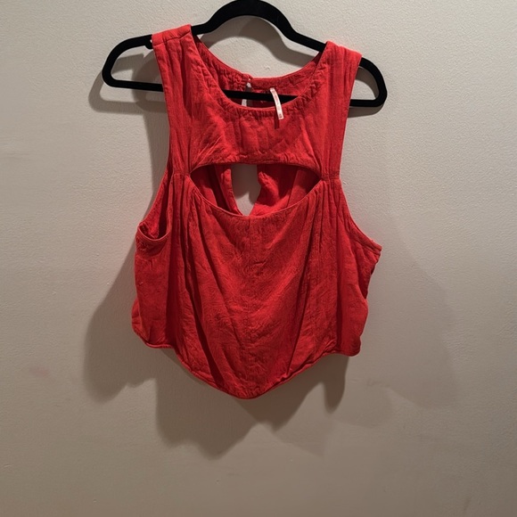 Free People Sneak a Peak Orange Red Top XL - Picture 4 of 6